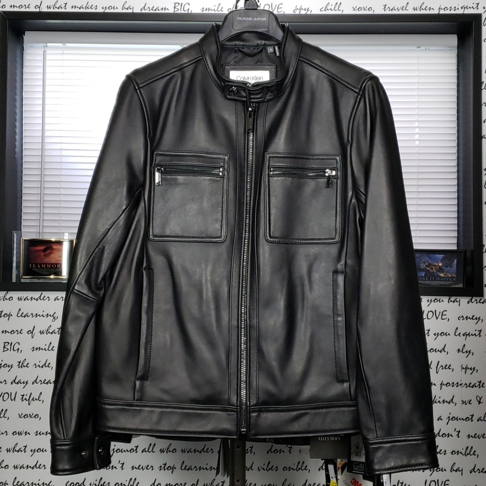 💥NEW💥 CK Men's Small Soft Black Leather Jacket